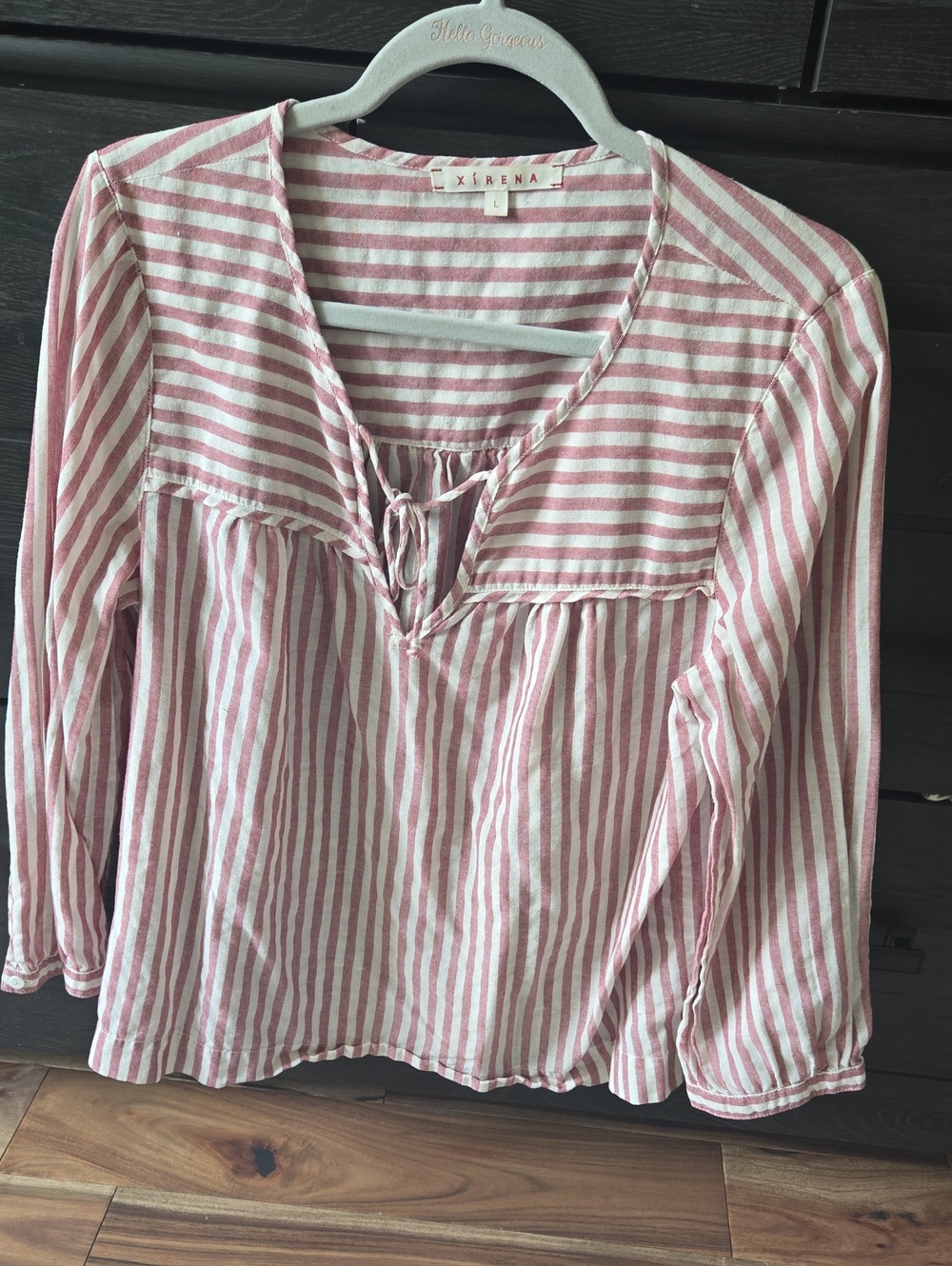 XiRENA Red and White Striped Tie-Front Tunic